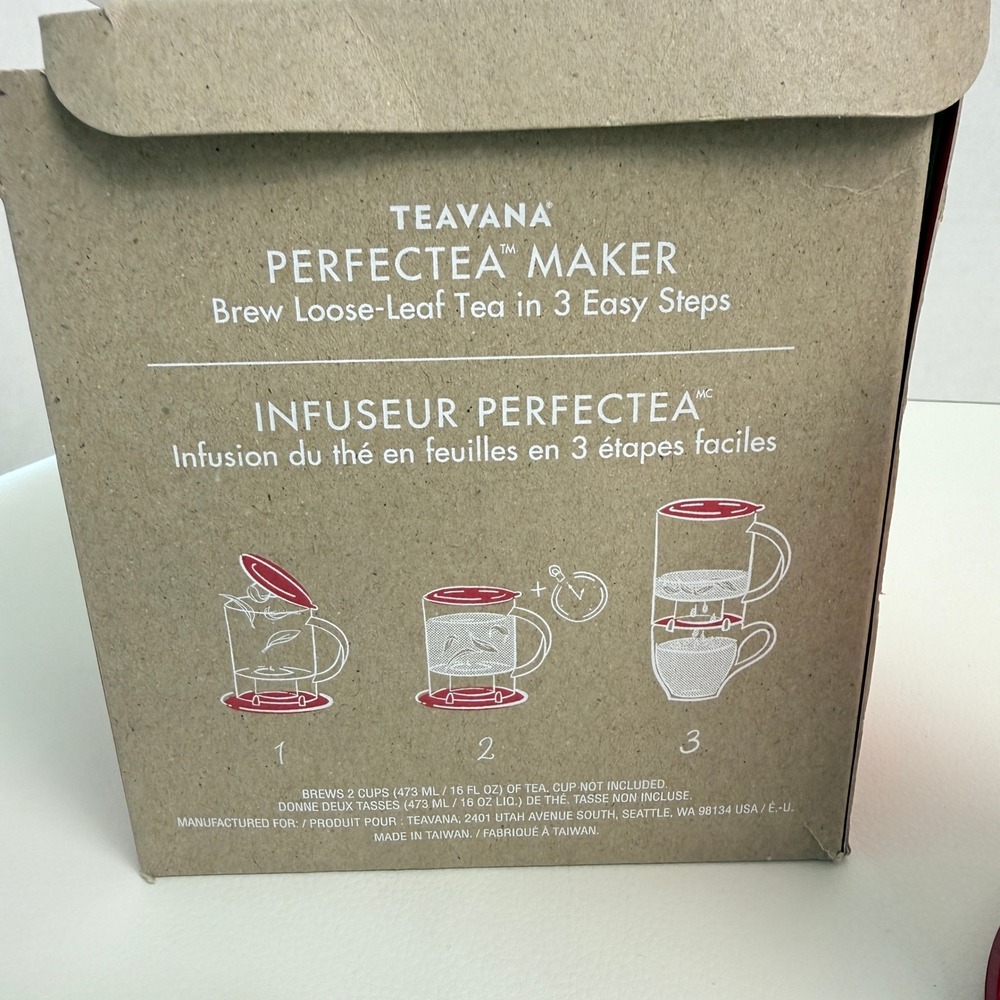 Teavana Perfectea Loose Leaf Tea Infuser 16oz Dark Red - New Open Box - Picture 3 of 6
